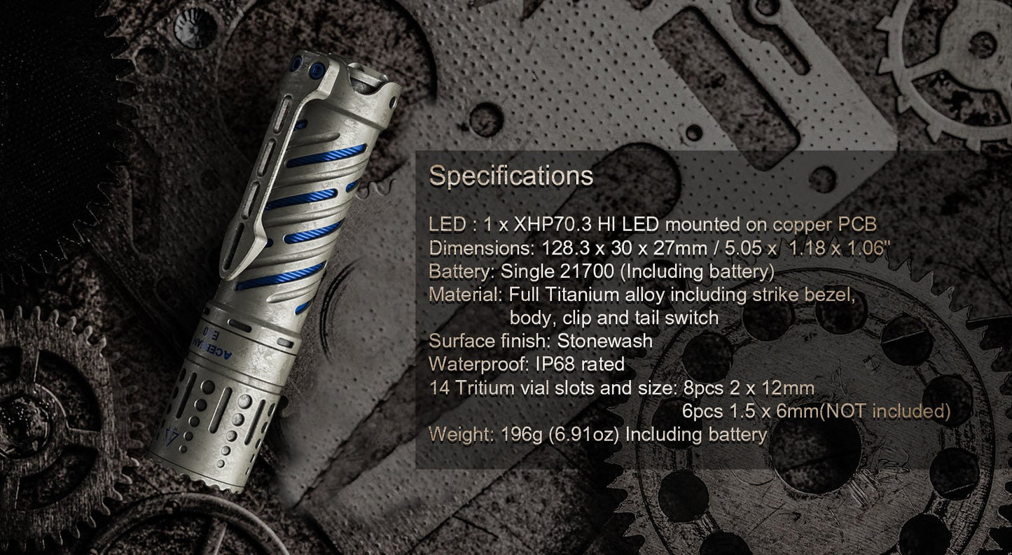 Acebeam - E70-TI EDC Titanium Flashlight