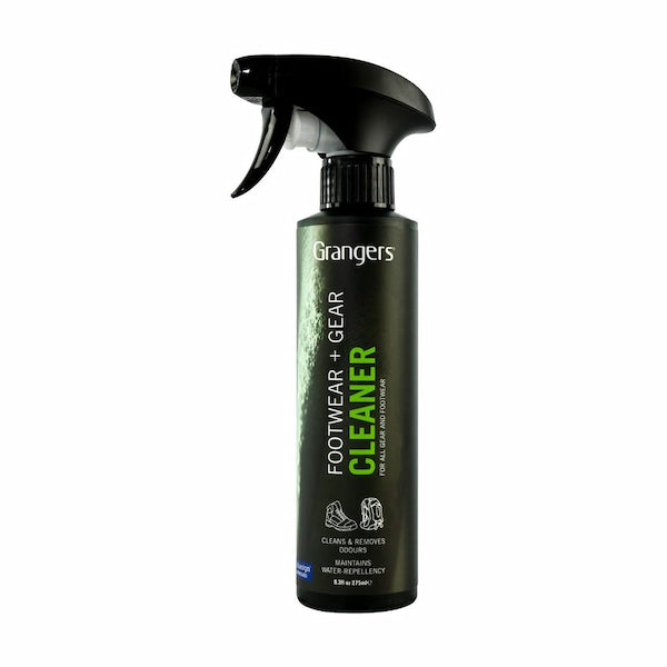 Grangers Footwear + Gear Cleaner spray bottle on a white background