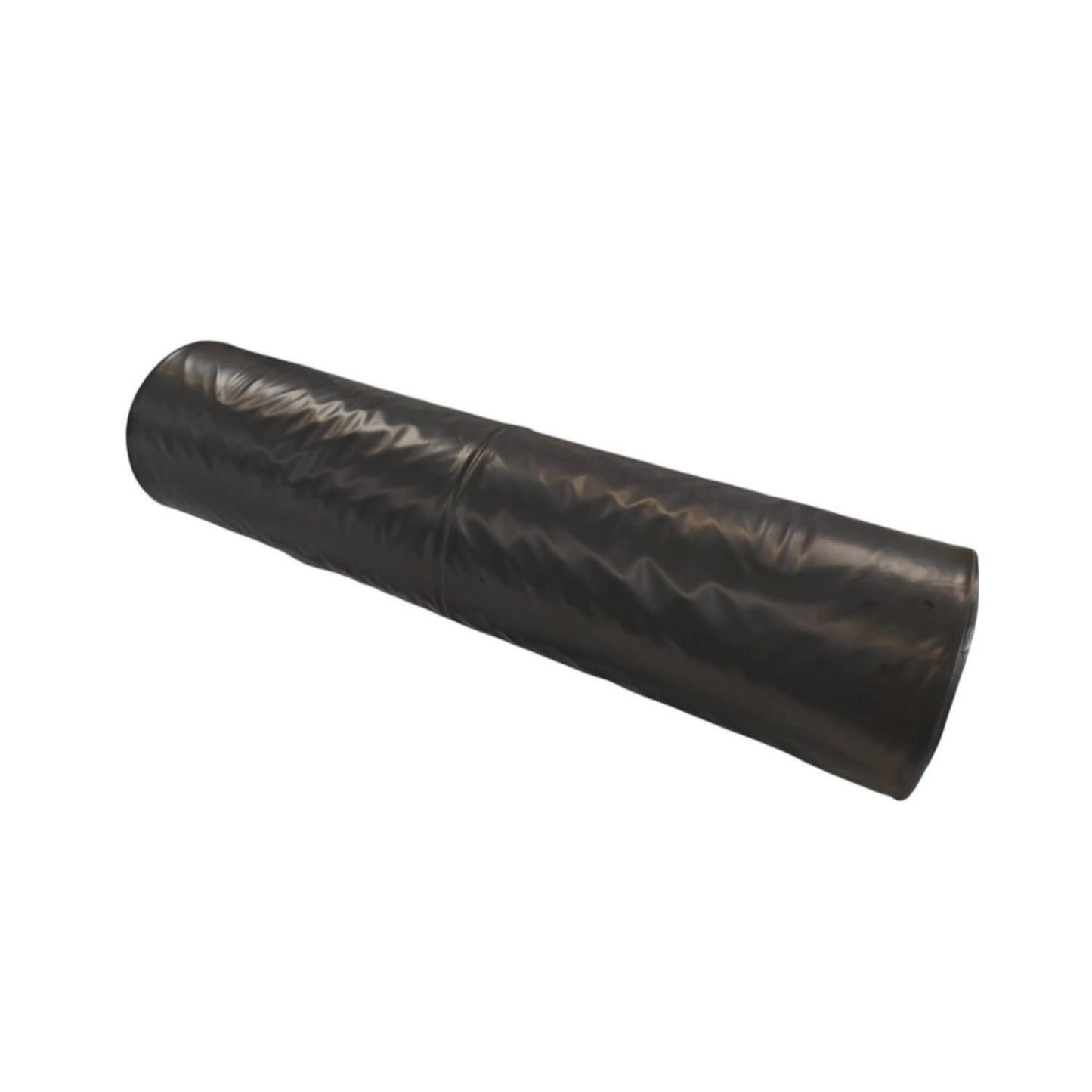 Roll of black plastic sheeting on a white background