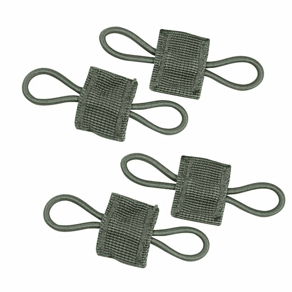 Four green Velcro straps on a white background