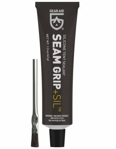 Gear Aid Seam Grip + Sil tube with applicator on a white background