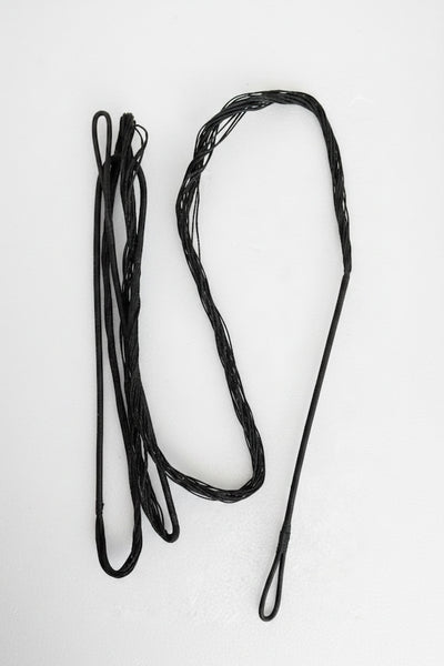 A of set three black rope or cord accessories with looped ends, laid out on a plain white background.