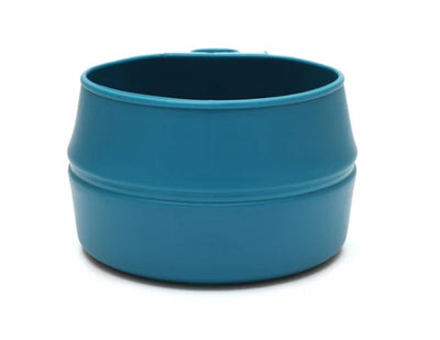 Blue collapsible cup on a white background