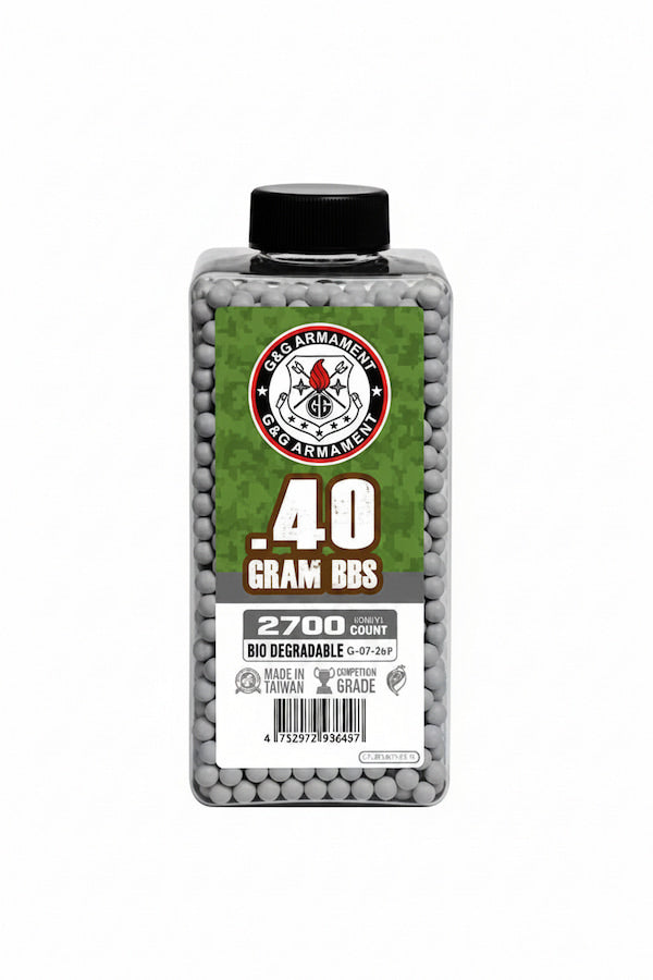 A 40 gram bottle of Nagarmun .40 BBS (Bio Degradable) ammunition pellets, featuring a green and white label with the Nagarmun logo, on a solid white background.