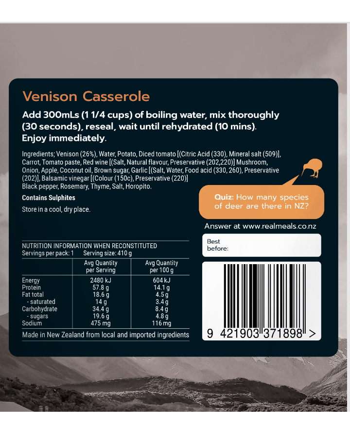 Real Meals Venison Casserole