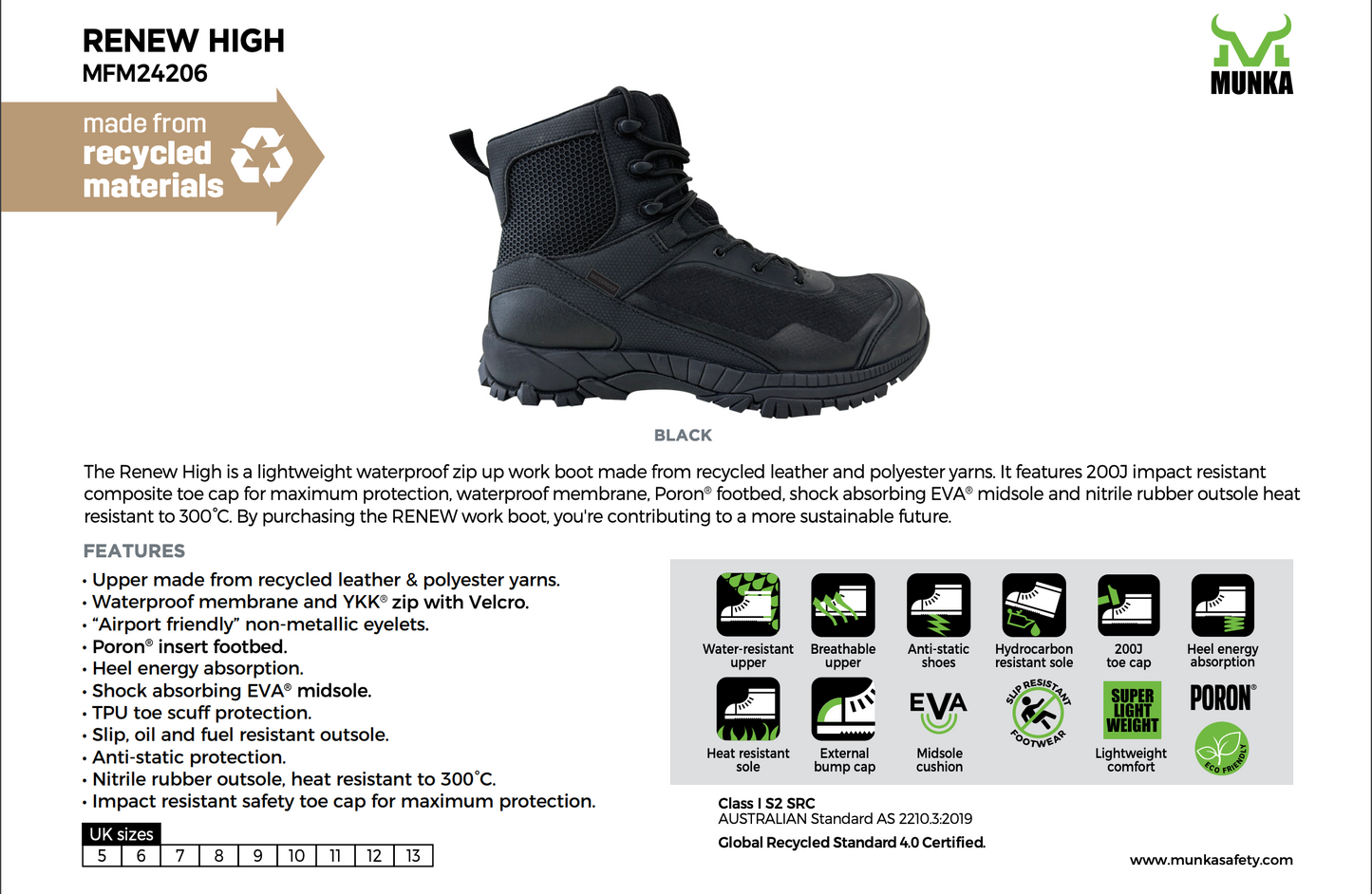 Munka Renew High Safety Boot Wheat