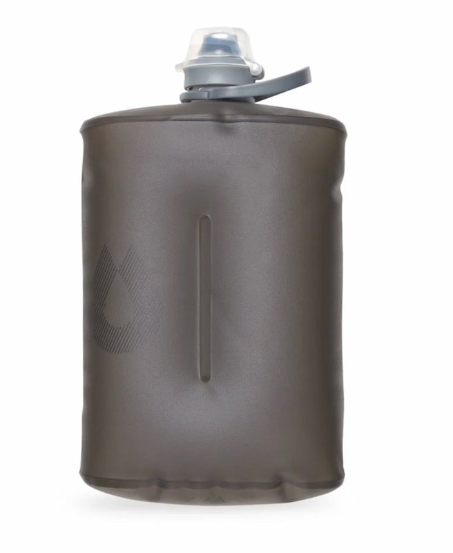 Collapsible water bottle on a white background