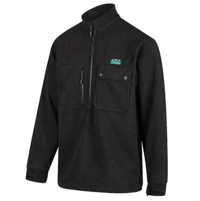 Black pullover with a logo on a white background