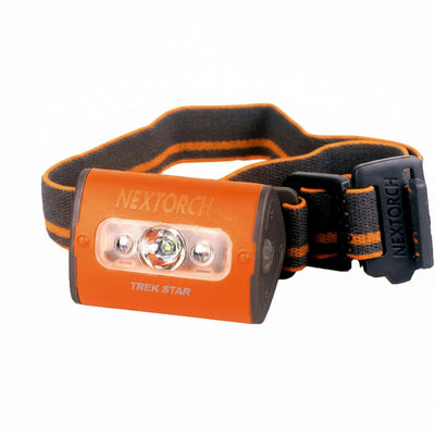 Orange and black headlamp with 'Nextorch' branding on a white background