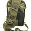 Camouflage backpack with multiple straps on a white background