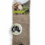 Brown sock with a label on a white background