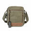Green and brown crossbody bag with a visible brand label on a white background