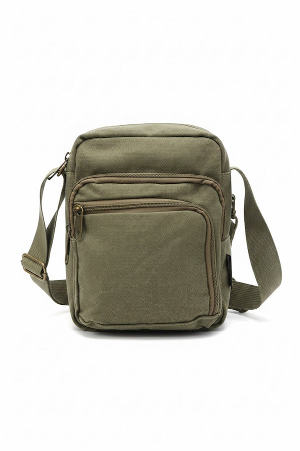 Green shoulder bag on a white background