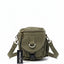 Green shoulder bag with a visible brand tag on a white background
