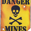 Vintage-style danger sign with skull and crossbones symbol on a yellow background