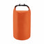 Orange dry bag with black handle on a white background