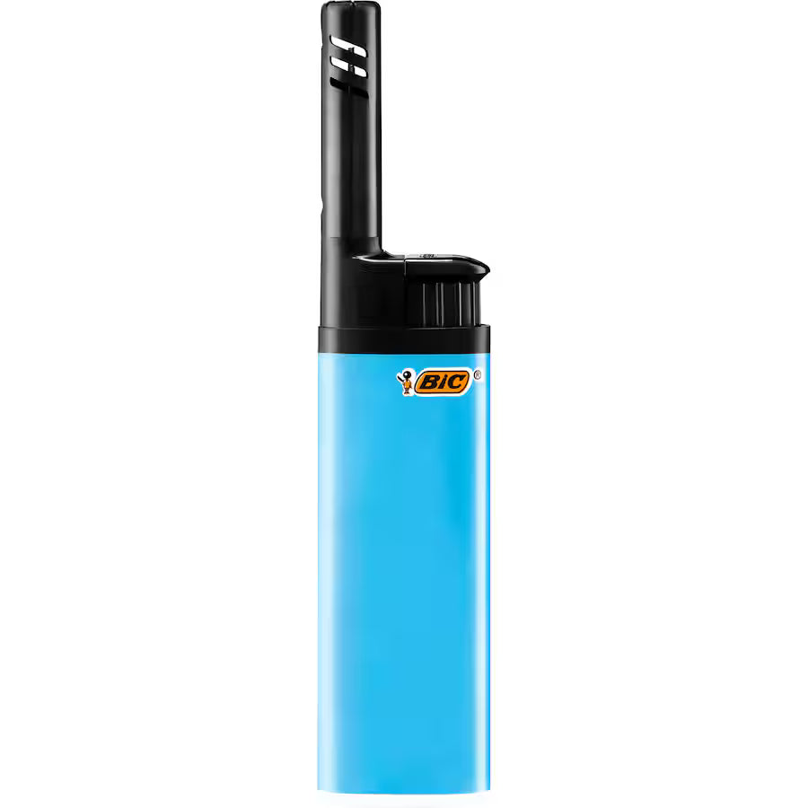Blue BIC lighter on a white background