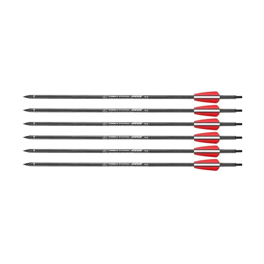 Set of five arrows with red fletchings on a white background