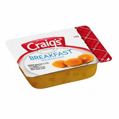 Packaged marmalade with 'Craig's' branding on a white background