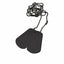 Black dog tags on a chain against a white background