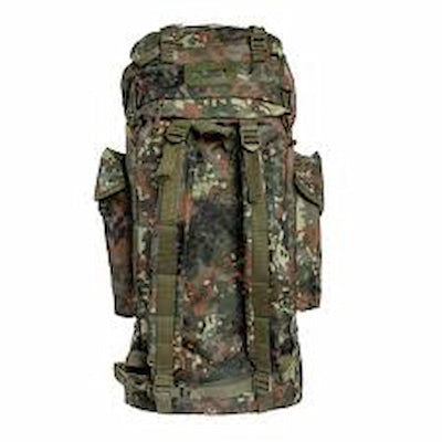 Camouflage backpack on a white background
