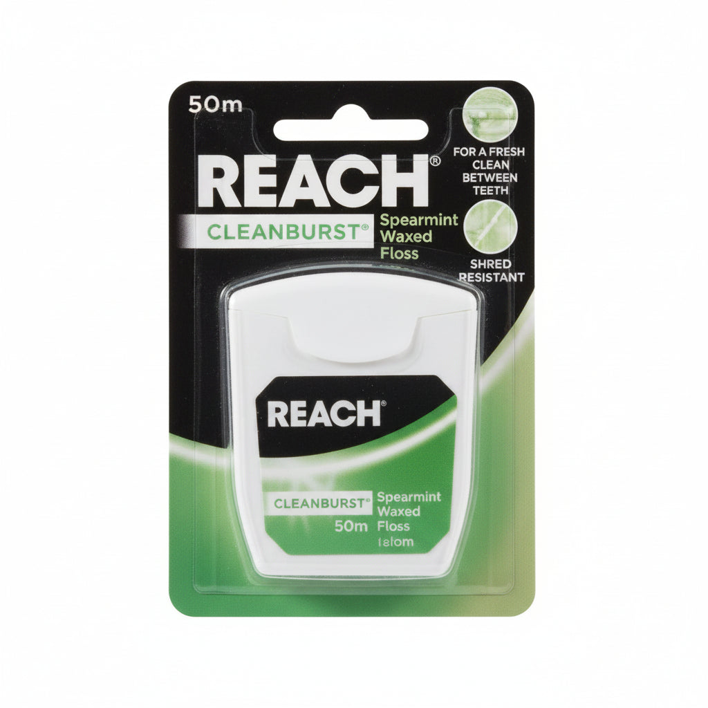 Reach Cleanburst dental floss packaging on a white background