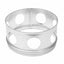 A silver metal ring-shaped stand with circular cutouts, shown on a plain white background.