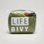 Green Life Bivy bag with 'LIFE BIVY' text on a white background