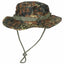 Camouflage bucket hat with a rope on a white background