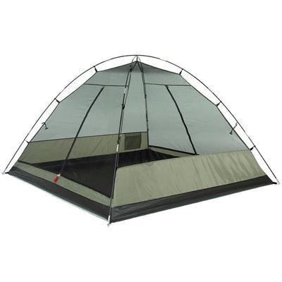 Green and black tent on a white background