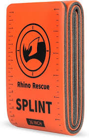 Orange splint with 'Rhino Rescue' branding on a black background