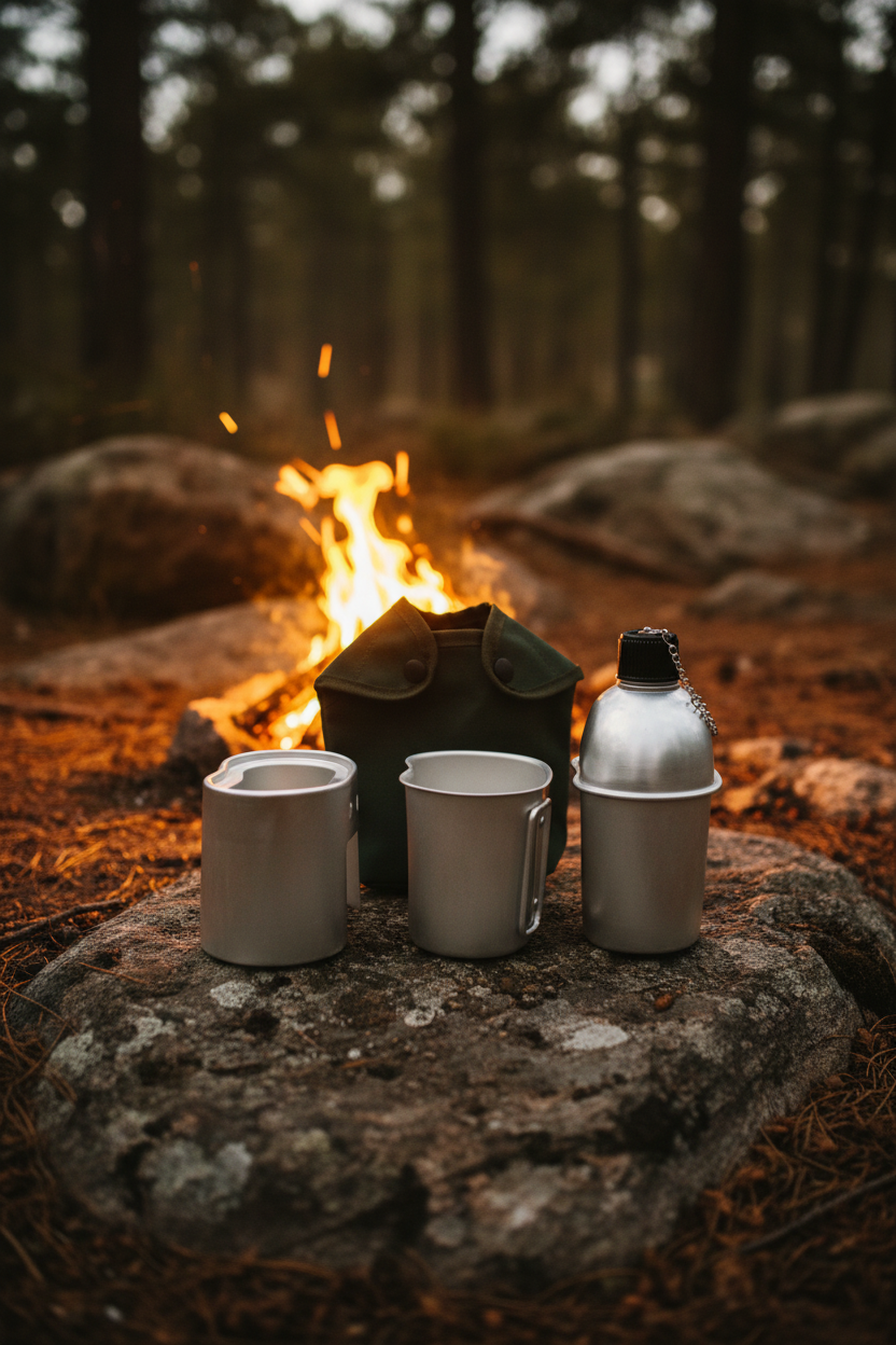 Canteen and Cookware Aluminum Multi-Functional 4 piece set