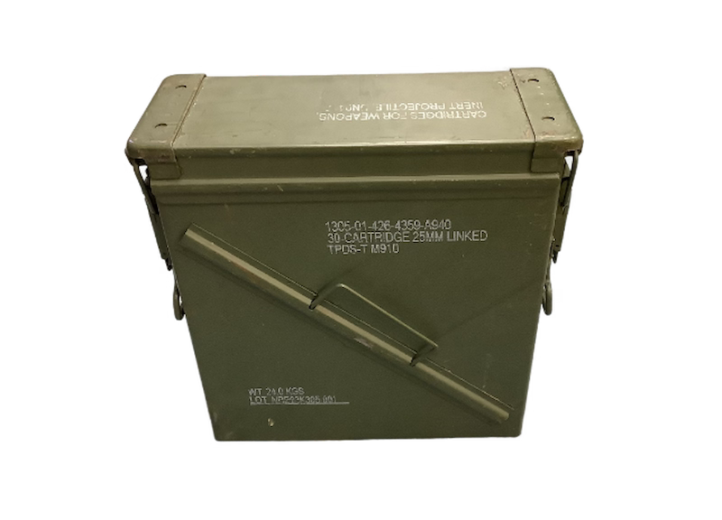 Green military ammunition box on a white background