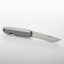 Foldable knife with metallic blade and handle on a white background