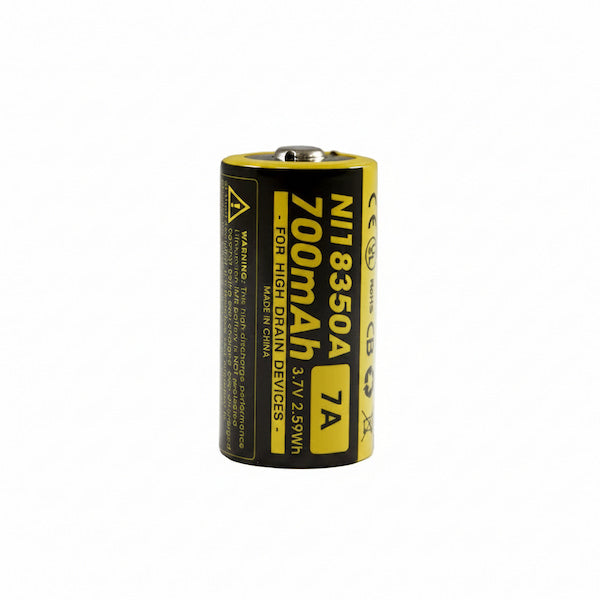 A single 700mAh 3V NiMH rechargeable lithium-ion battery with a black and yellow label, shown on a plain white background.