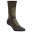 Brown and green sock on a white background