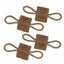 Four brown woven straps with loops on a white background