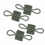 Four green Velcro straps on a white background