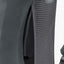 Close-up of a gray backpack with mesh side panel on a white background