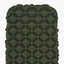 Green quilted cushion on a white background