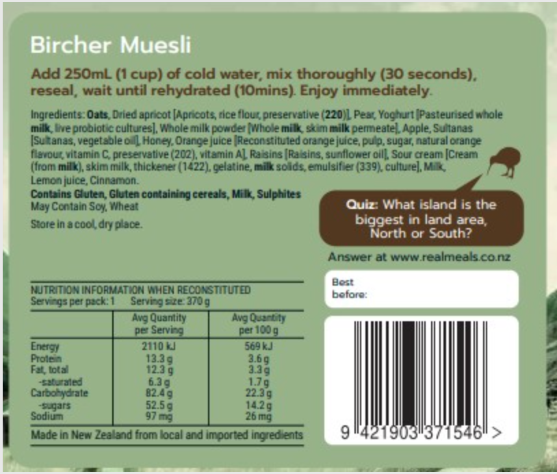 Real Meals Bircher Muesli 25% Off Promotion