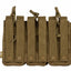Brown tactical magazine pouch with multiple slots on a white background