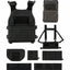 Black tactical vest and accessories on a white background