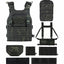 Camouflage tactical vest and accessories on a white background