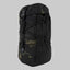 Black camouflage backpack with a gray background