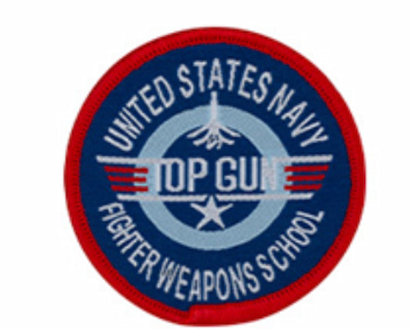 United States Navy Top Gun Fighter Weapons School patch on a white background