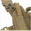 Tan tactical glove with MOLLE straps on a white background