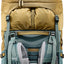 Multicolored backpack with visible brand logo on a white background
