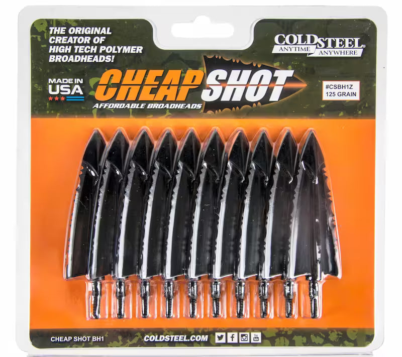 Package of Cheap Shot affordable broadheads with Cold Steel branding