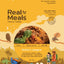 Packaging of Real Meals freeze-dried lasagne with nature-themed design